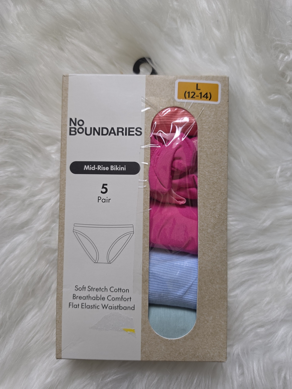 No Boundaries 5-Pack Mid-Rise Bikini Briefs - Hot Pink & Light Blue